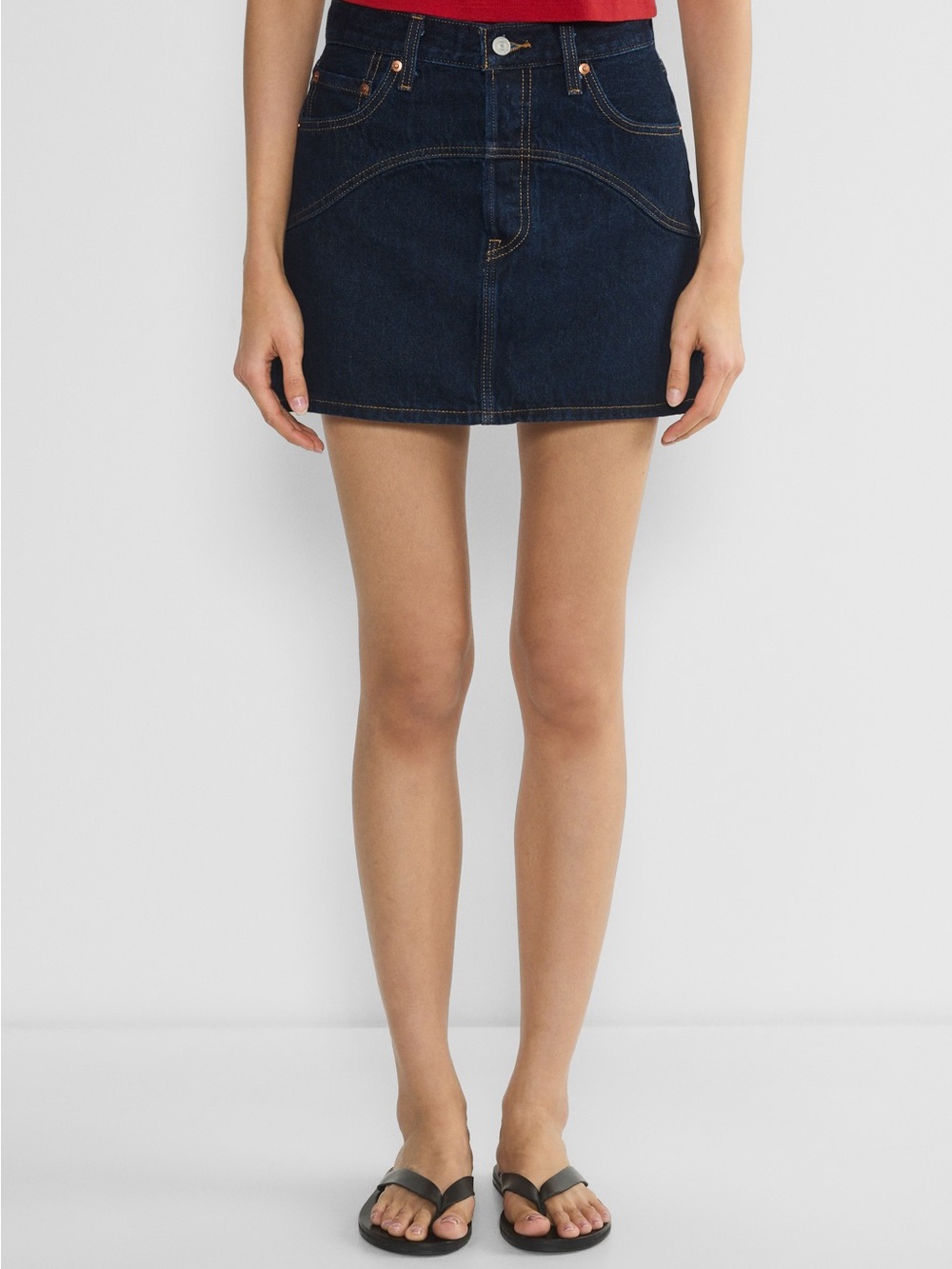 Levi Dark Wash Denim Icon Western Mini Skirt